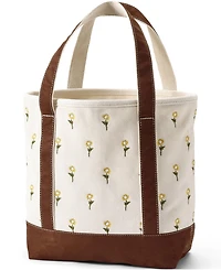Lands' End Medium Embroidered 5 Pocket Open Top Canvas Tote Bag