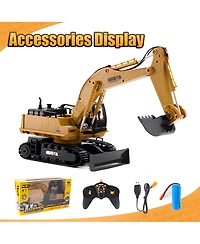 Sugift 1:16 Kids' Play Rc Excavators and Bulldozer Vehicles Toys with Metal Shovel/Spray/Lights/Sounds