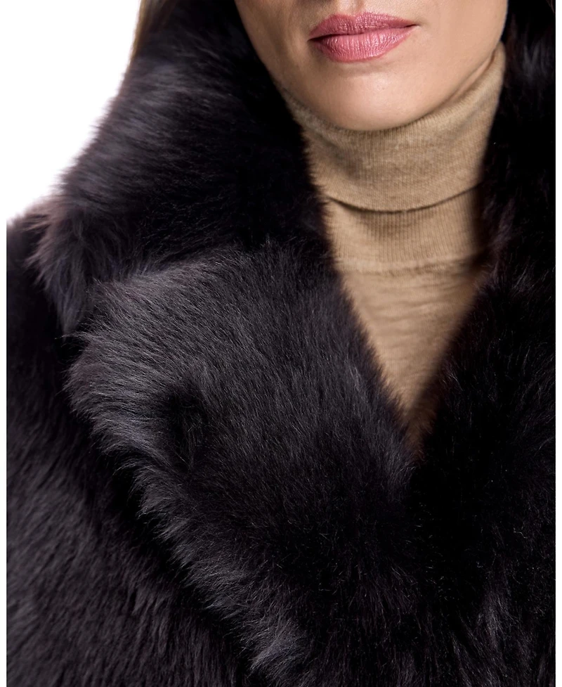 Julia & Stella by Maximilian Women's Reversible Shearling Lamb Teddy Coat