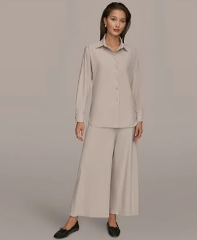 Donna Karan Weekend Womens 4 Way Stretch Knit Long Sleeve Button Down Shirt 4 Way Stretch Knit Mid Rise Ankle Pants