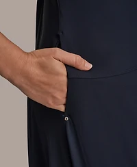 Donna Karan Weekend Women's Tricot Knit Elbow-Sleeve Polo Dress Clone