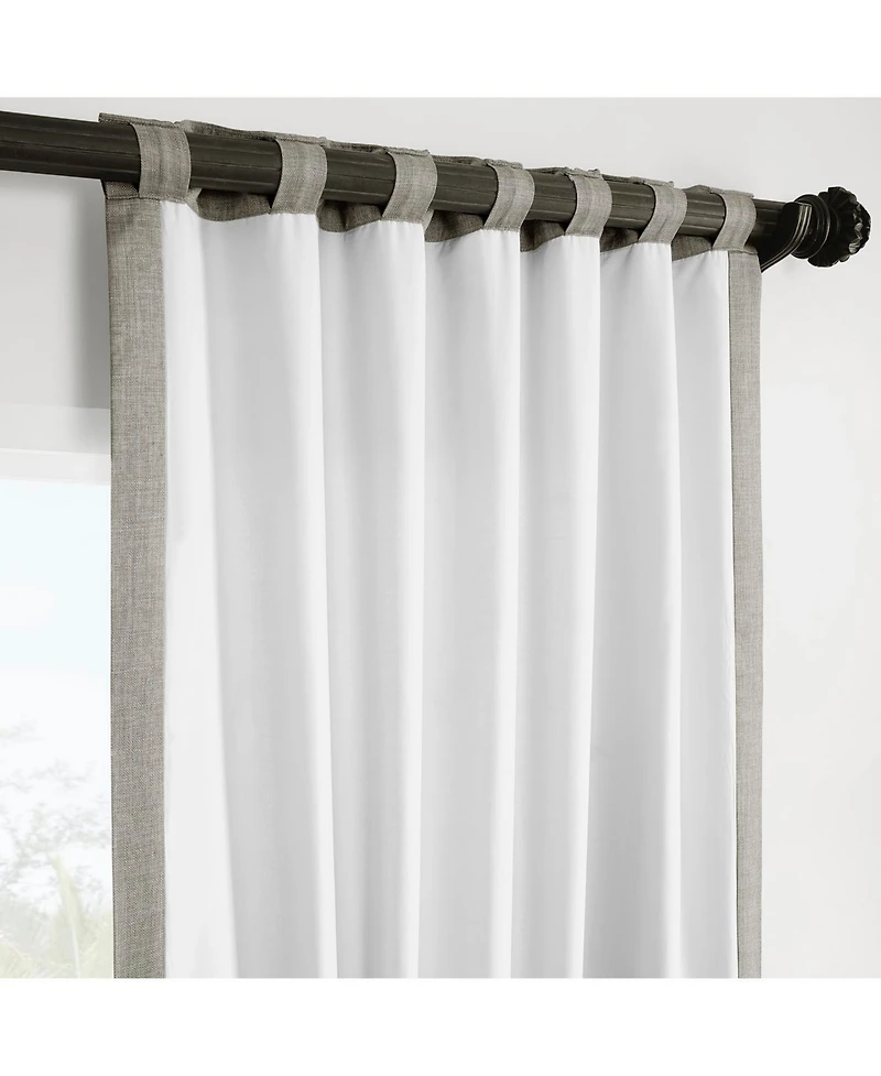 Half Price Drapes Fossil Grey Italian Faux Linen Room Darkening Curtain