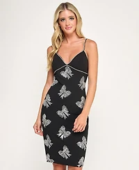 Seni & Cade Juniors' All Over Rhinestone Bow Design Sleeveless Dress