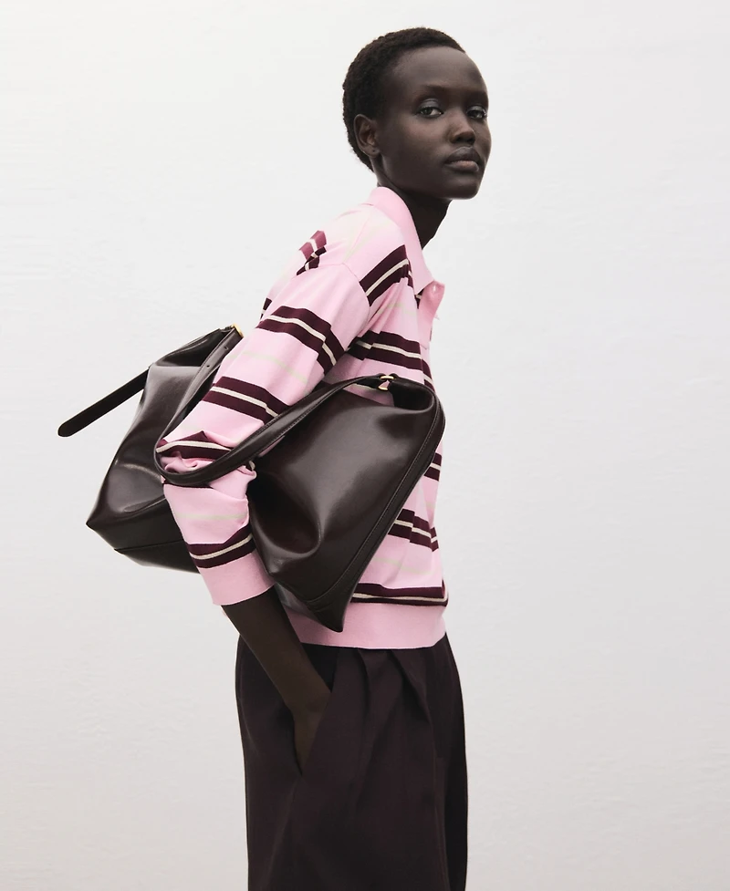 Mango Women's Striped Polo-Neck Sweater