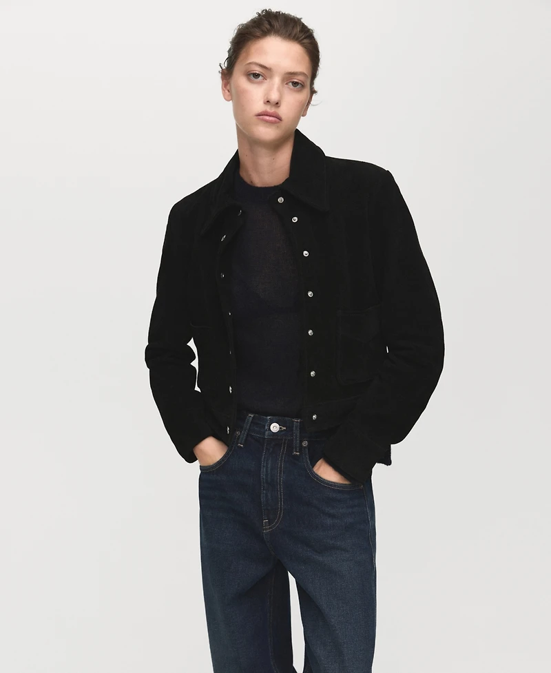 Mango Women's Turn-Up Hem Wide Leg Jeans