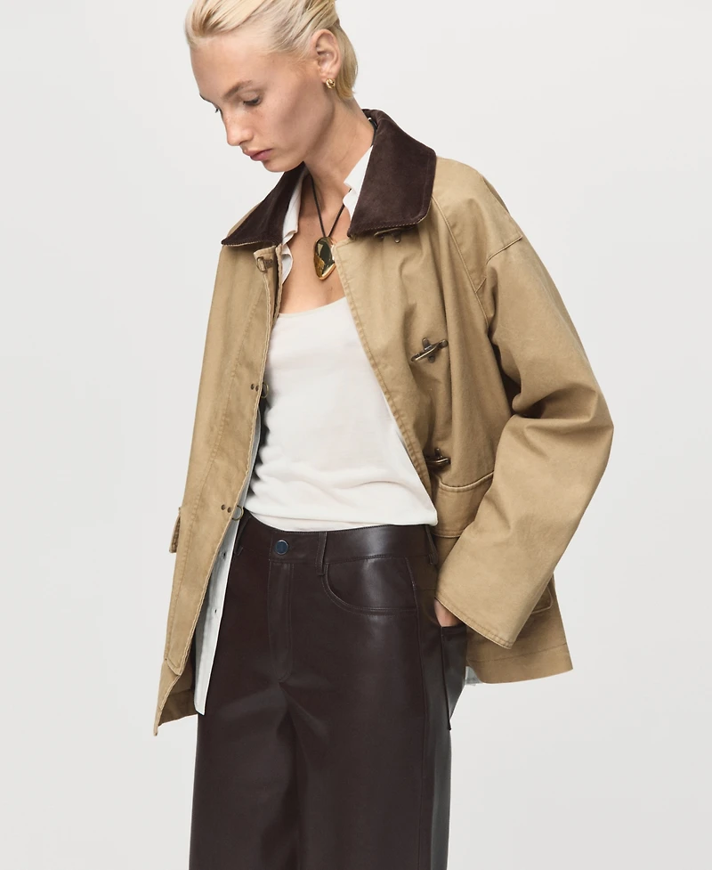 Mango Women's Leather-Effect Straight Pants
