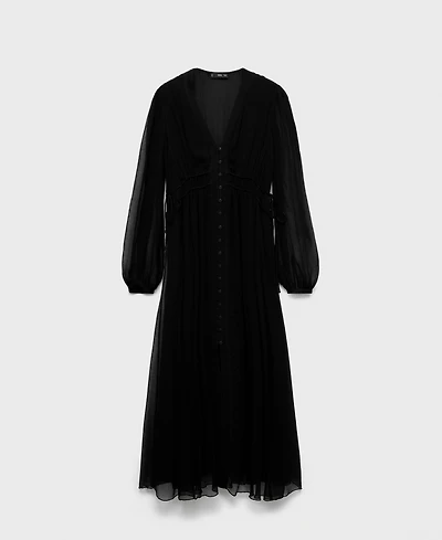 Mango Women's Puff-Sleeved Chiffon Dress