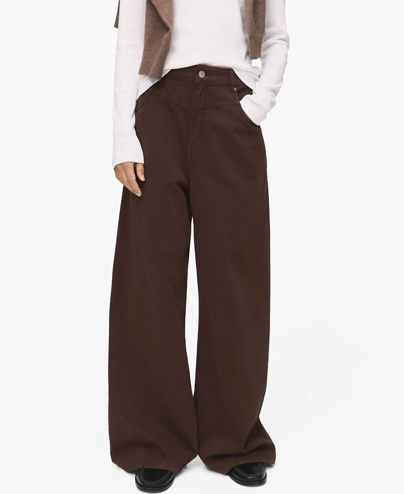 Mango Women's Wide Leg Loose Mid-Rise Jeans