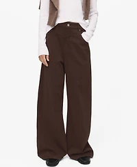 Mango Women's Wide Leg Loose Mid-Rise Jeans