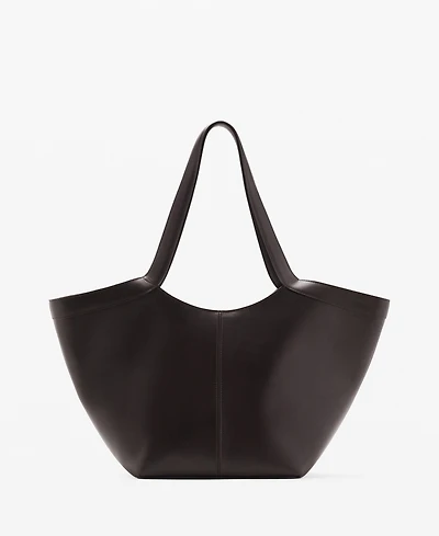 Mango Women's Large Leather Shoulder Bag