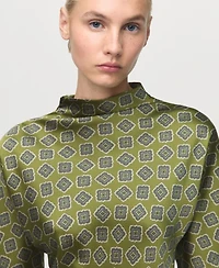 Mango Women's Perkins Collar Satin Printed Dress