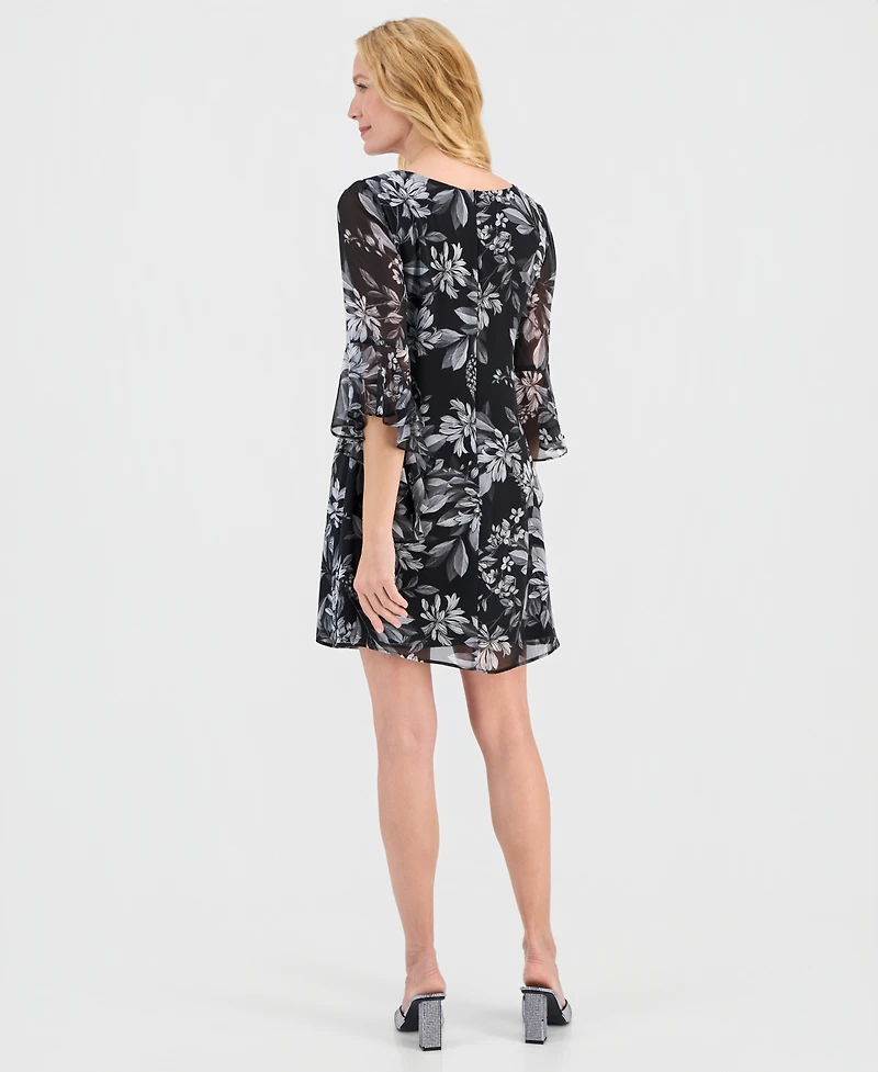 Connected Women's Chiffon Bell-Sleeve Dress