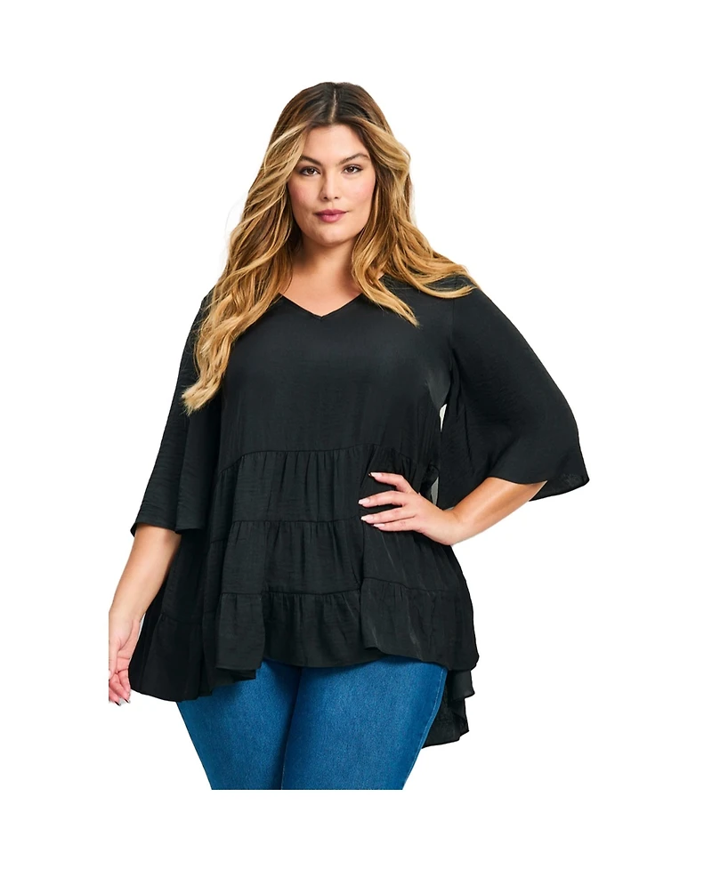 Avenue Women's Plus Size Aly Tiered Top