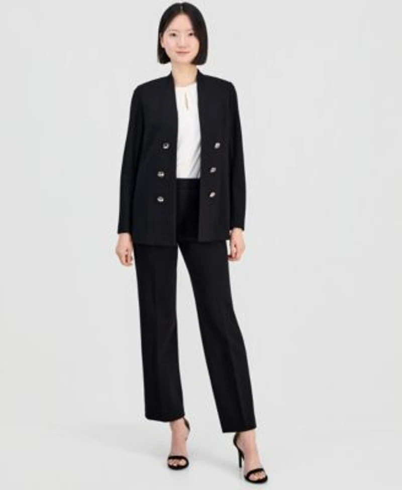Anne Klein Womens Open Front Stand Collar Blazer High Rise Pull On Pants