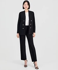 Anne Klein Womens Open Front Stand Collar Blazer High Rise Pull On Pants