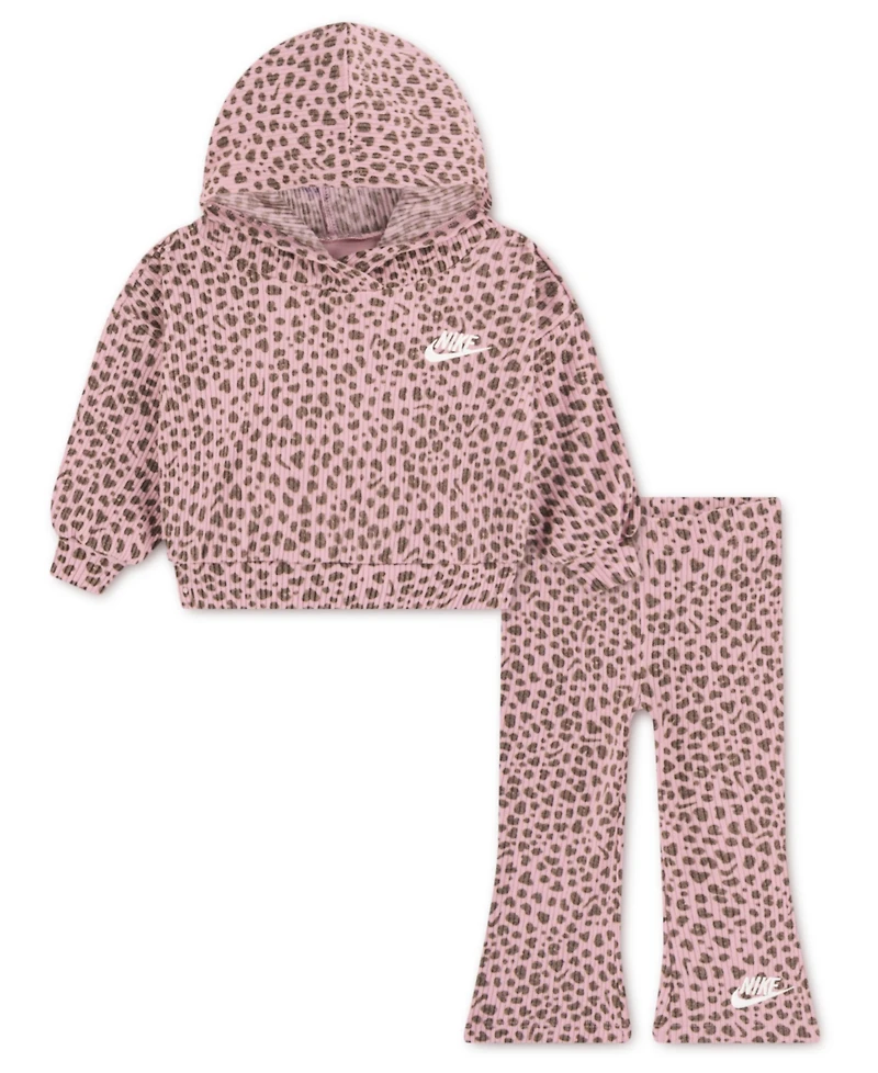 Nike Girls 2T-6X 2-Piece Animal Print Hoodie and Flared Pants Set
