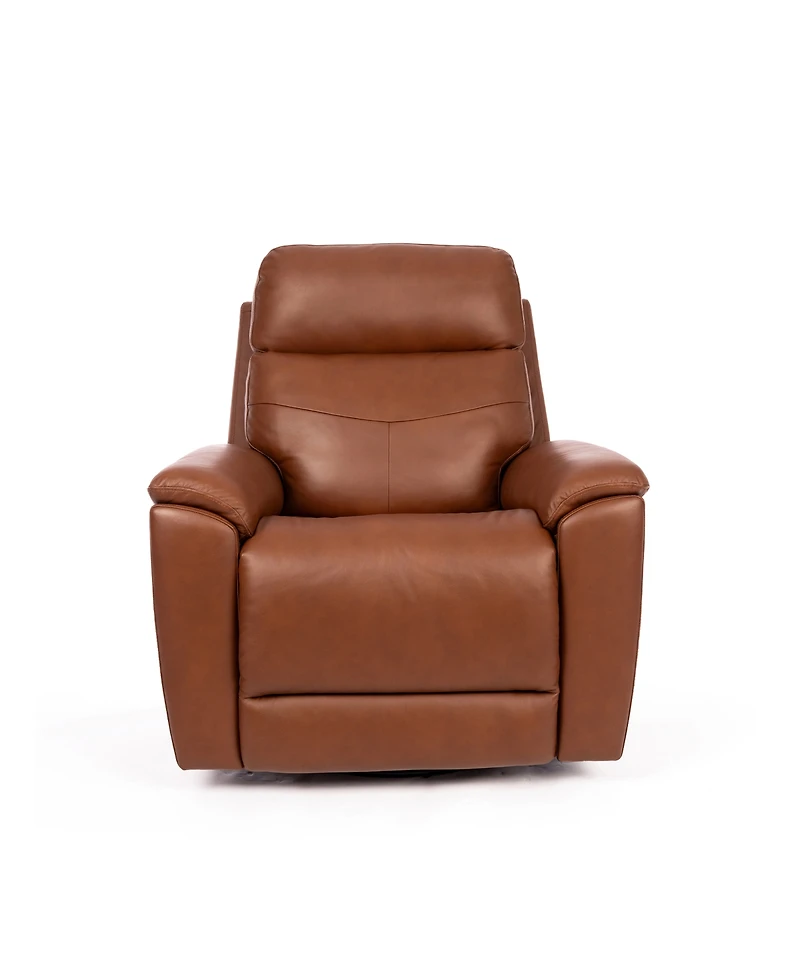 Flexsteel 39" Leather Rex Power Swivel Gliding Recliner with Power Headrest Lumbar