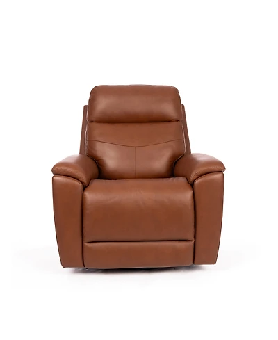 Flexsteel 39" Leather Rex Power Swivel Gliding Recliner with Power Headrest Lumbar