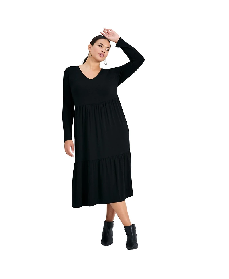 Avenue Women's Plus Nylah Tiered Knit Dress