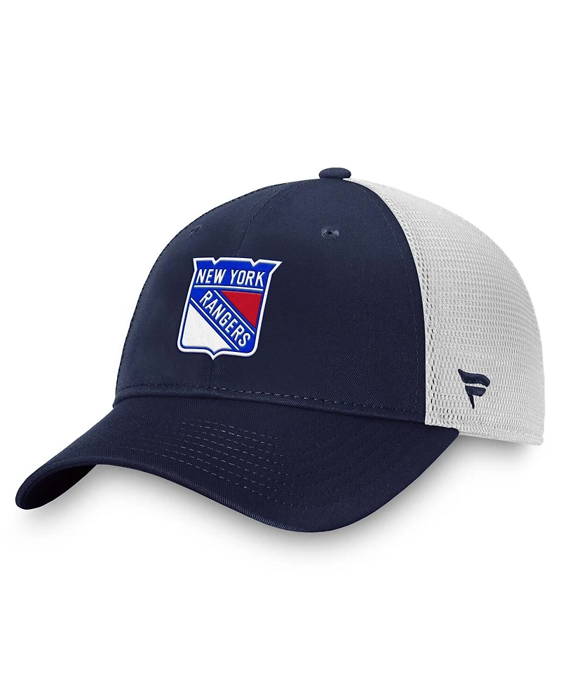 Fanatics Men's Blue/White New York Rangers Core Primary Logo Trucker Adjustable Hat