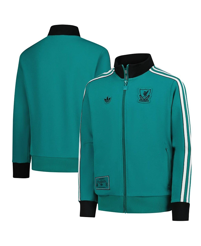 Adidas Big Boys and Girls Green Liverpool Terrace Icons Full-Zip Track Jacket