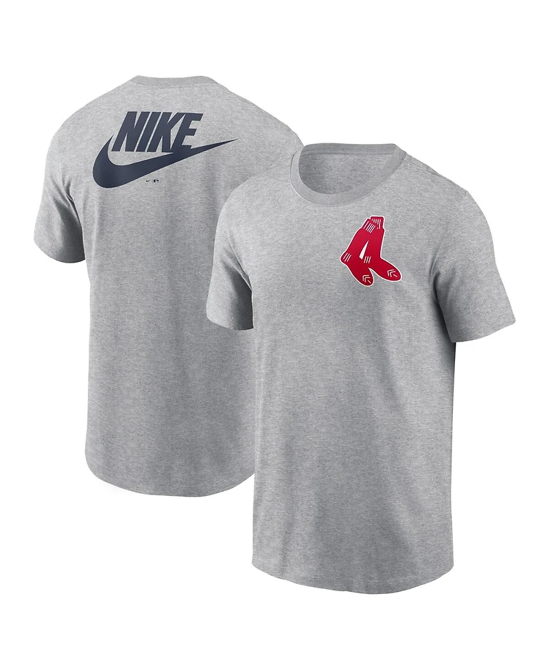 Nike Men's Heather Gray Boston Red Sox Cooperstown Collection Large Logo 2-Hit T-Shirt