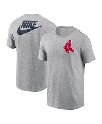 Nike Men's Heather Gray Boston Red Sox Cooperstown Collection Large Logo 2-Hit T-Shirt