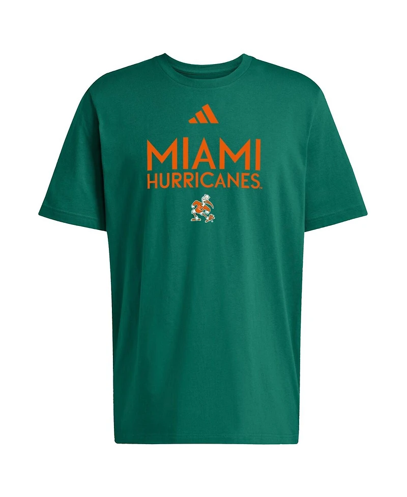 Adidas Men's Green Miami Hurricanes Locker Wordmark T-Shirt