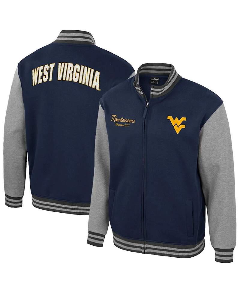 Colosseum Men's Navy West Virginia Mountaineers Ambi-Turner Full-Zip Varsity Jacket