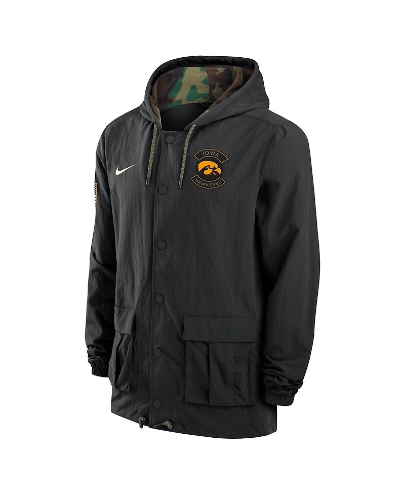 Nike Men's Black Iowa Hawkeyes 2025 Ncaa Military Appreciation Full-Snap Jacket