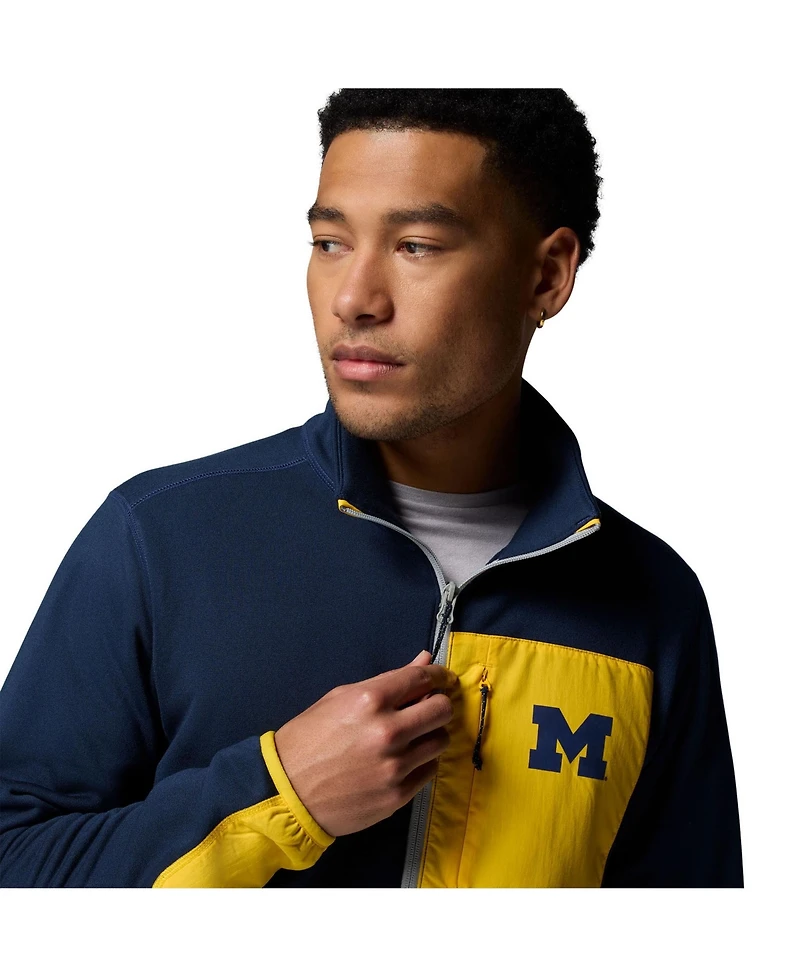 Columbia Men's Navy/Gray Michigan Wolverines Hike Omni-Wick Half-Zip Pullover Hoodie