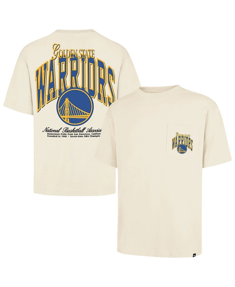 '47 Brand Men's and Women's Cream Golden State Warriors Crossover Collection Foundation Pocket T-Shirt