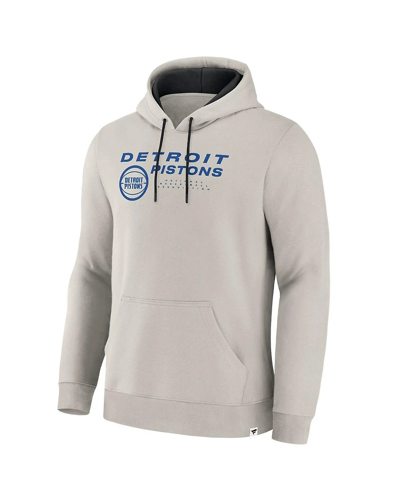 Fanatics Men's Off White Detroit Pistons Crossover Collection Blocked Shot Premium Pullover Hoodie