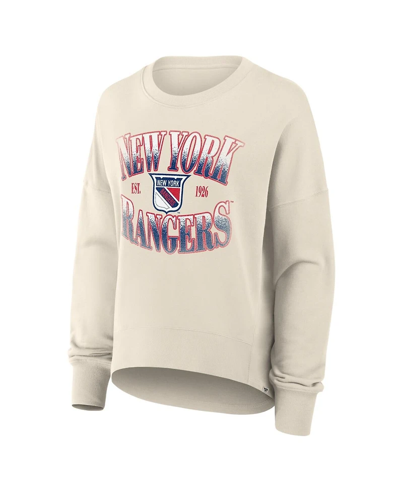 Fanatics Women's Cream New York Rangers Oversized Vintage Slice Pullover Sweatshirt