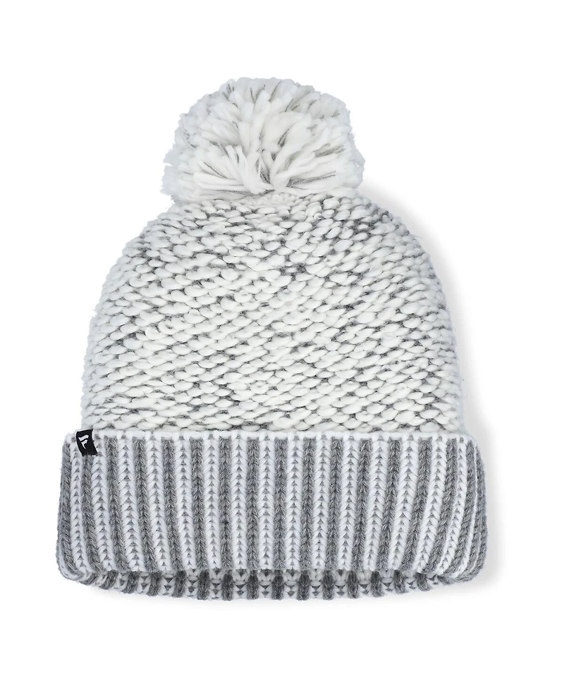 Fanatics Women's White/Gray Boston Bruins Fundamental Mist Cuffed Pom with Knit Hat