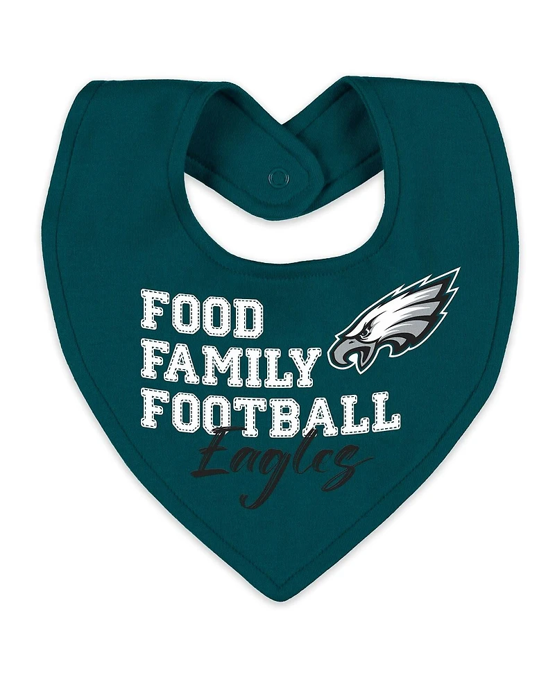 Wear by Erin Andrews Baby Boys and Girls Newborn 2-Piece Philadelphia Eagles Sleep Play Full-Zip Sleeper Bib Set