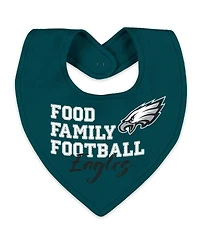Wear by Erin Andrews Baby Boys and Girls Newborn 2-Piece Philadelphia Eagles Sleep Play Full-Zip Sleeper Bib Set