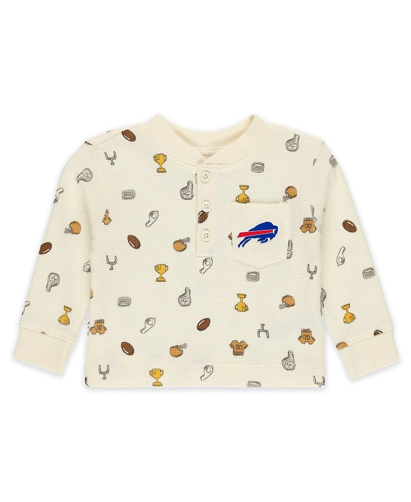 Wear by Erin Andrews Baby Boys and Girls 2-Piece Cream Buffalo Bills Waffle-Knit Sleep Set