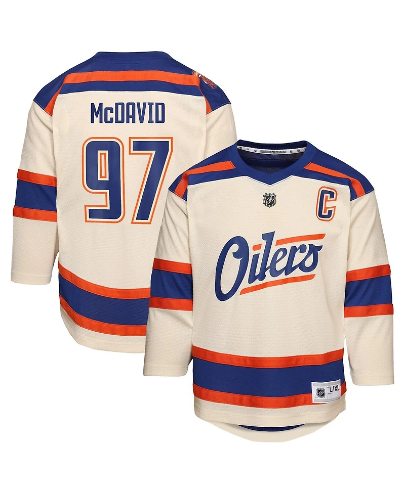 Outerstuff Big Boys and Girls Connor McDavid Light Beige Edmonton Oilers Alternate Replica Player Jersey