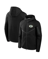 Nike Men's Black Green Bay Packers Tech Fleece Full-Zip Windrunner Hoodie
