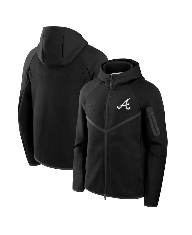 Nike Men's Black Atlanta Braves Tech Fleece Windrunner Full-Zip Hoodie Jacket
