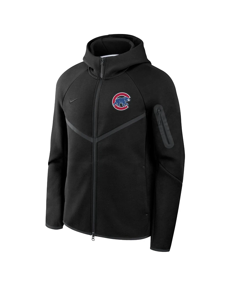 Nike Men's Black Chicago Cubs Tech Fleece Windrunner Full-Zip Hoodie Jacket