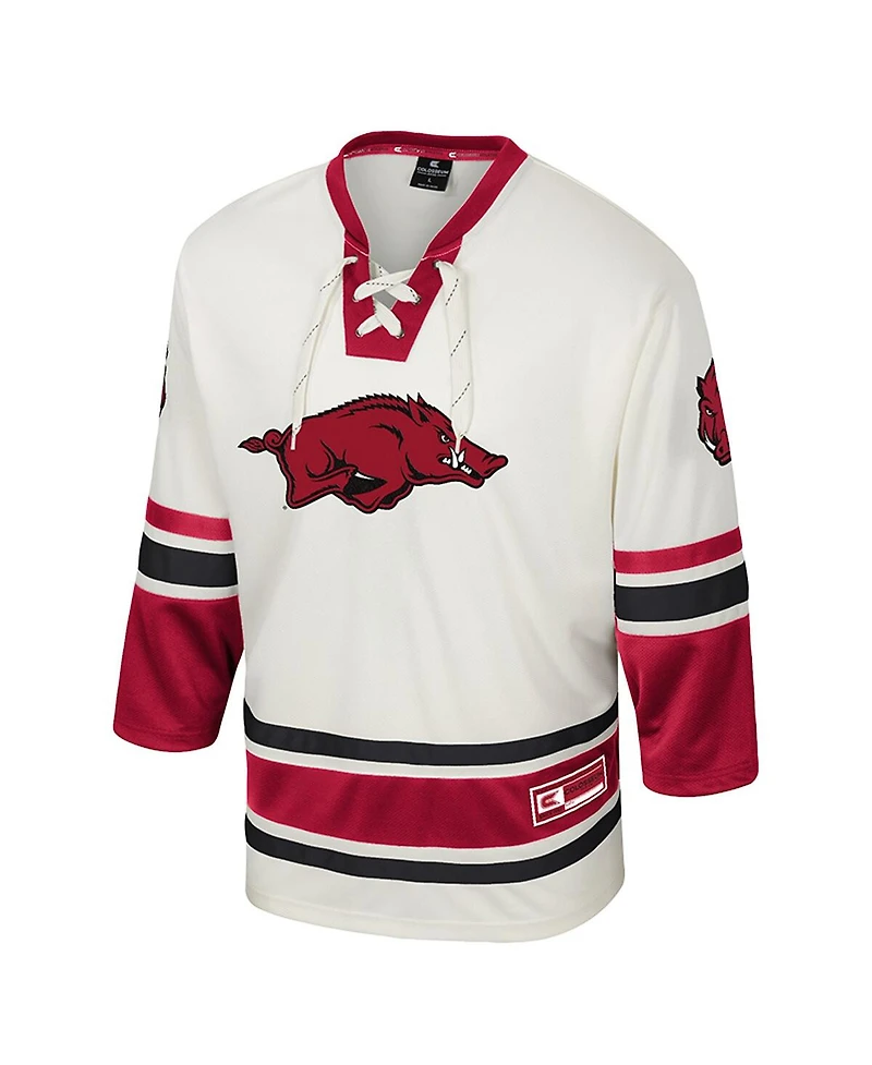 Colosseum Men's Cream Arkansas Razorbacks Puck Proud Fashion Hockey Jersey