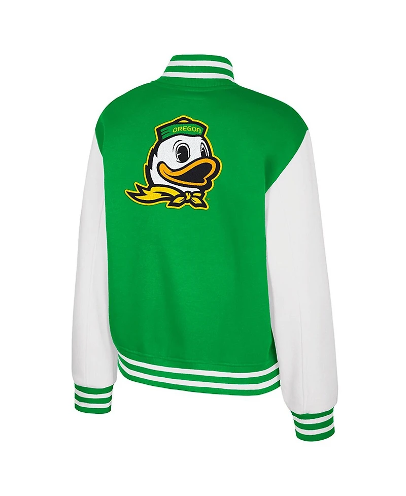 Colosseum Women's Green Oregon Ducks French Baguette Full Snap Fleece Jacket