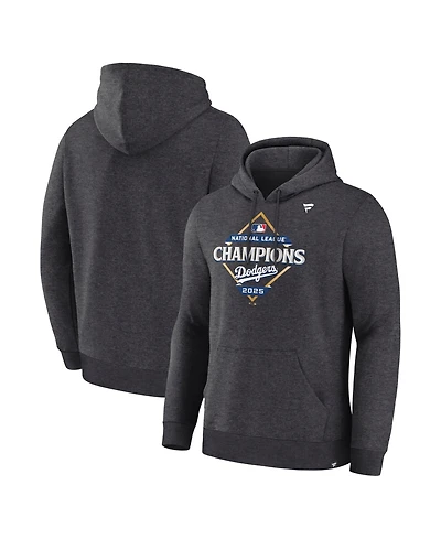 Fanatics Men's Heather Charcoal Los Angeles Dodgers 2025 National League Champions Locker Room Hoodie