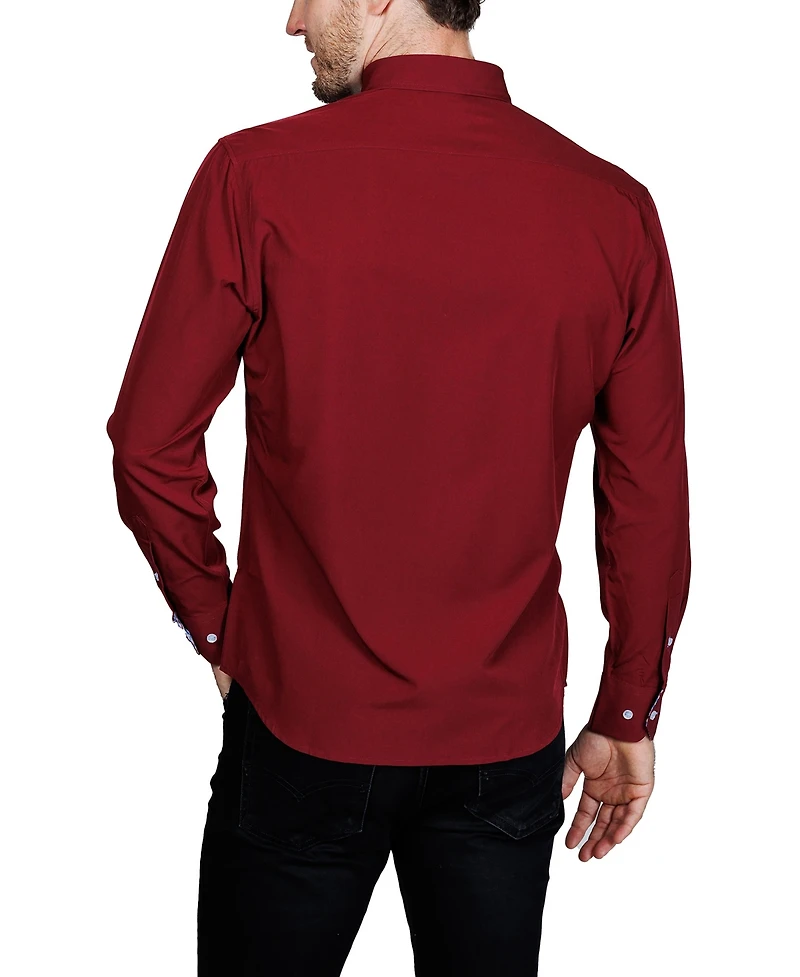 Tailorbyrd Men's Solid Melange Performance Long Sleeve Shirt