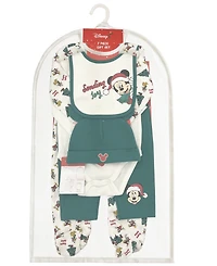 Disney Baby Boys 5-Piece Mickey and Pluto Holiday Coverall, Bodysuit, Cap, Bib Pants Set