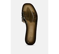 bolly punk stud clear jelly flats