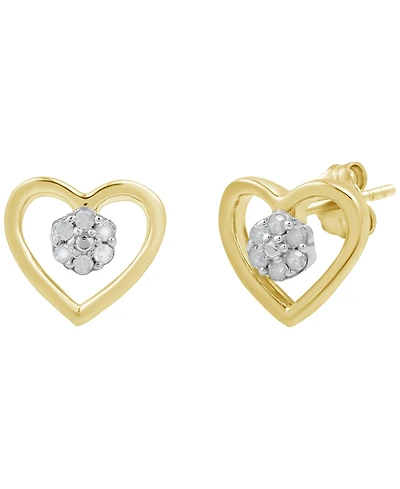 Macy's Diamond Heart Earrings (1/10 ct. t.w.) Sterling Silver (also 14K Gold-Plated Silver)