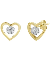 Macy's Diamond Heart Earrings (1/10 ct. t.w.) Sterling Silver (also 14K Gold-Plated Silver)